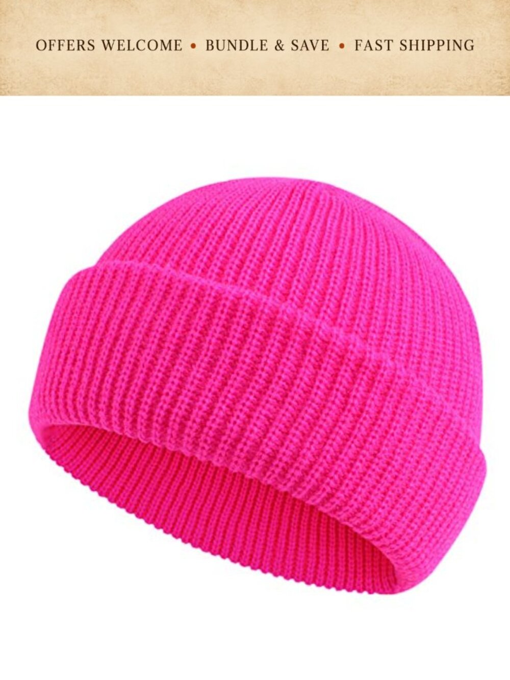 Acrylic Knit Beanie Hat Warm Winter Toque One Size Stretchy Ski Cap